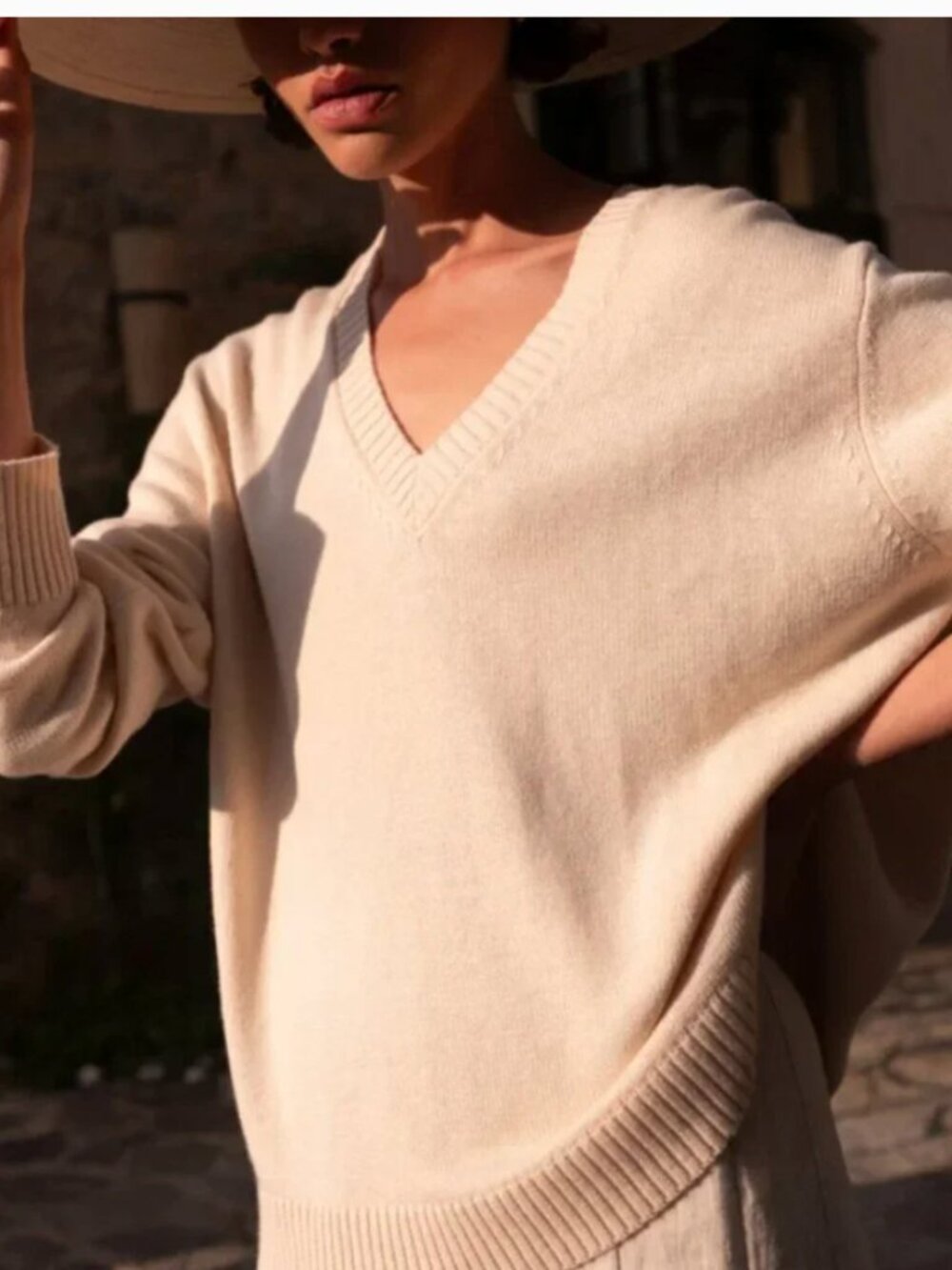 Jenni Kayne Simone V-Neck Sweater - Ivory Off White Wool Quiet Lux
